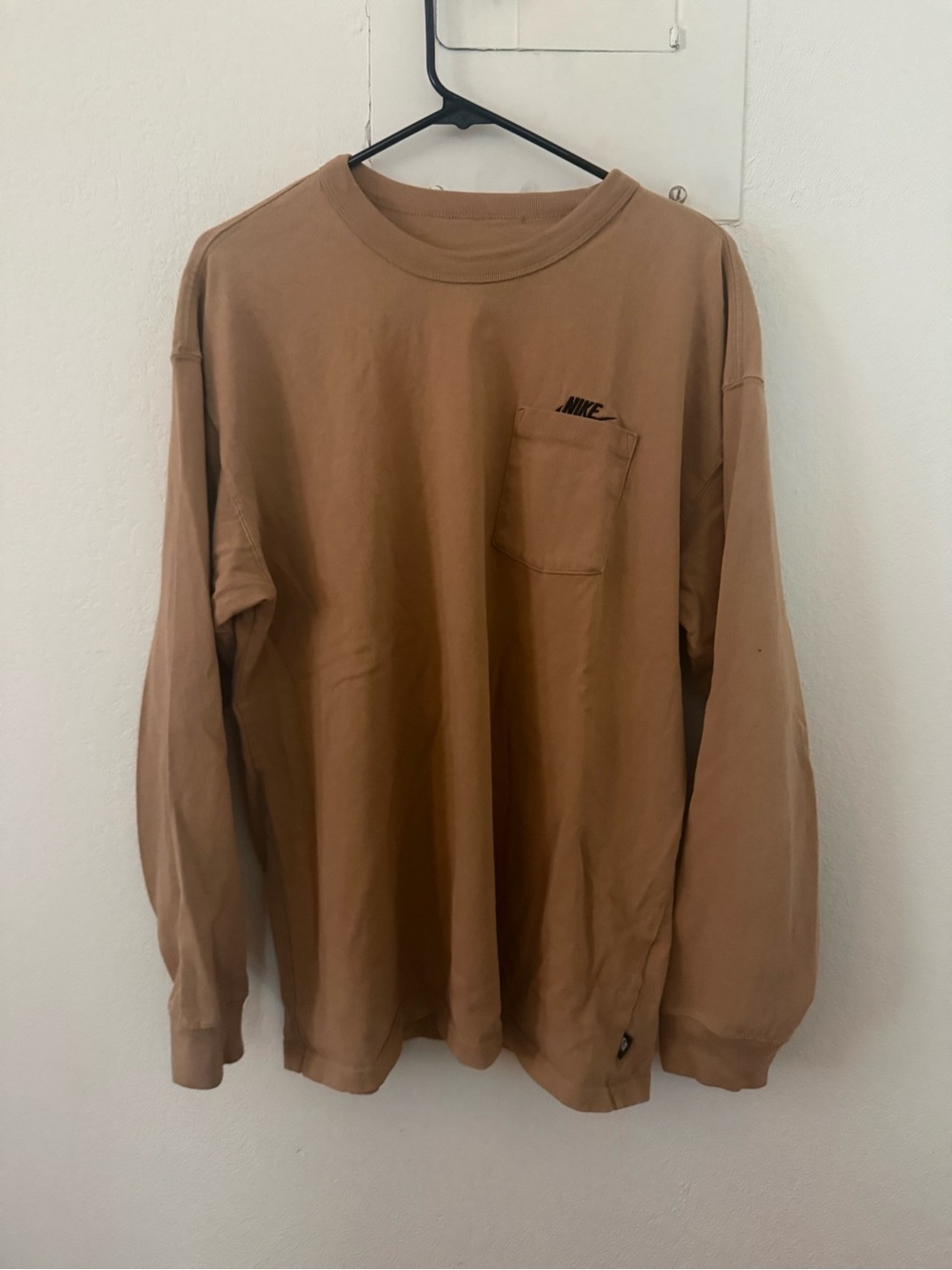 Nike Long-Sleeve Pocket Tee in Tan